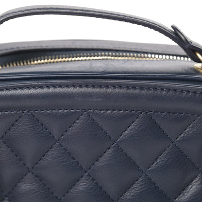 Chanel Calfskin Quilted CC Small Vanity Case Navy 13 of 15