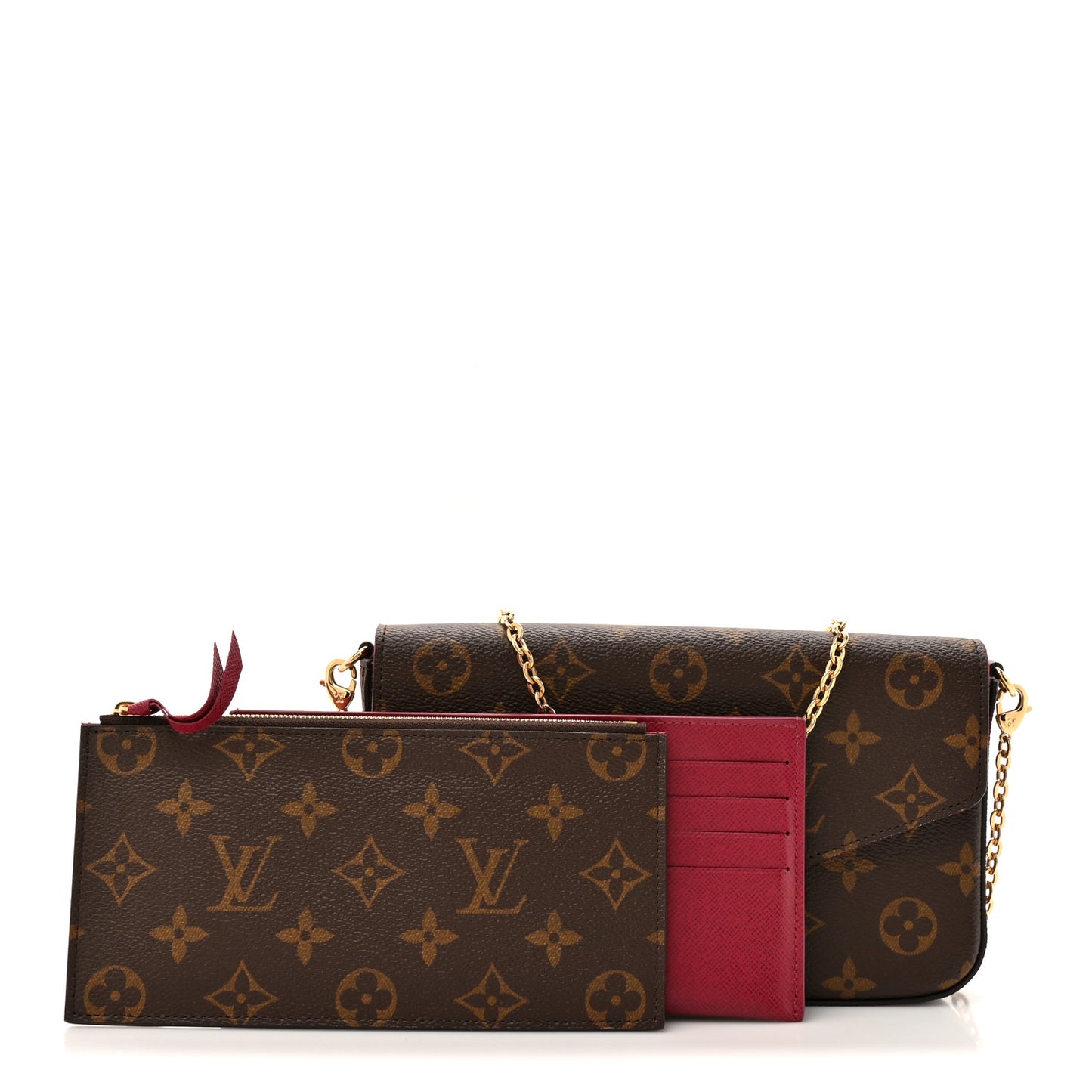 Monogram Pochette Felicie Chain Wallet Fuchsia