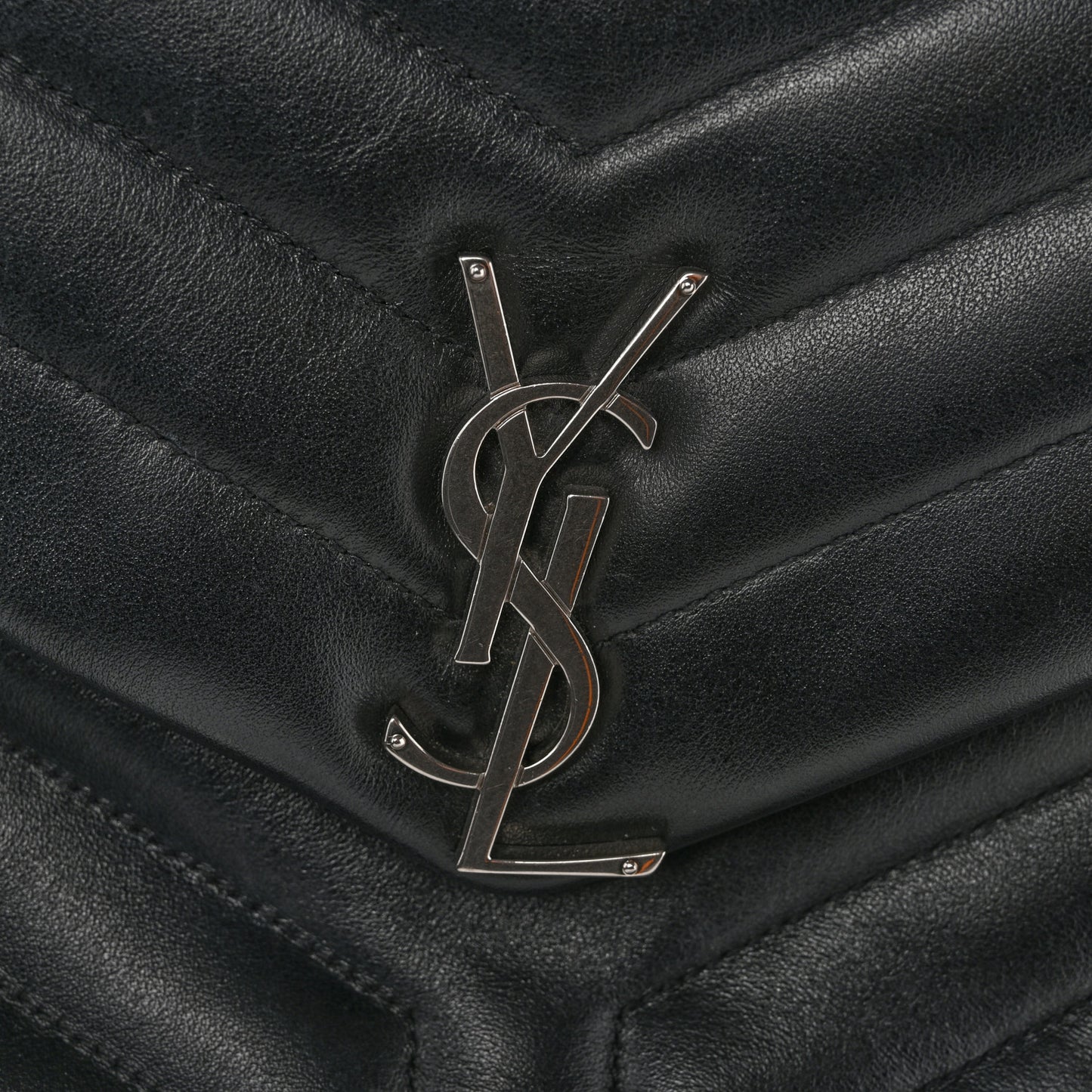 Calfskin Y Quilted Monogram Medium Loulou Chain Satchel Black