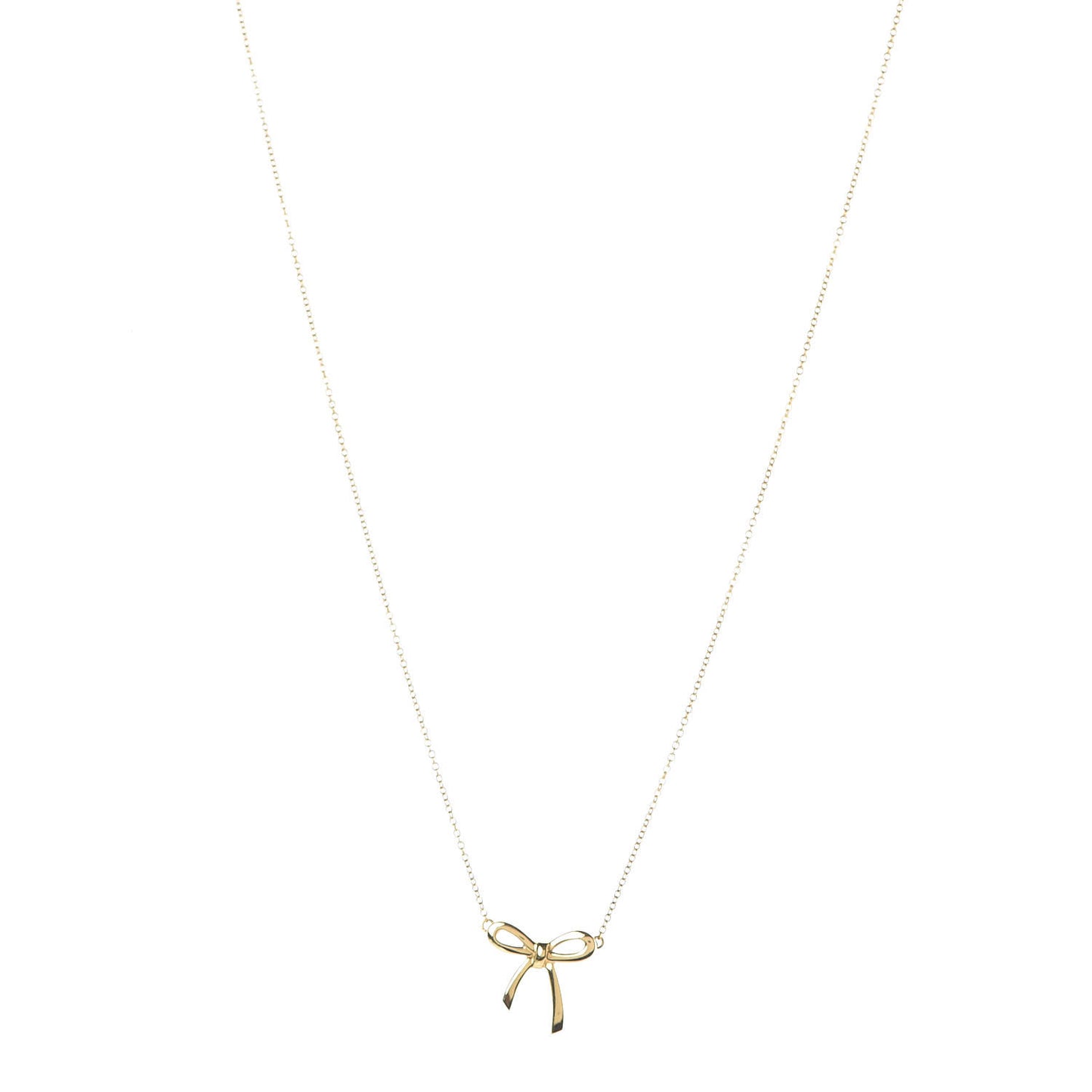 18K Yellow Gold Mini Bow Pendant Necklace