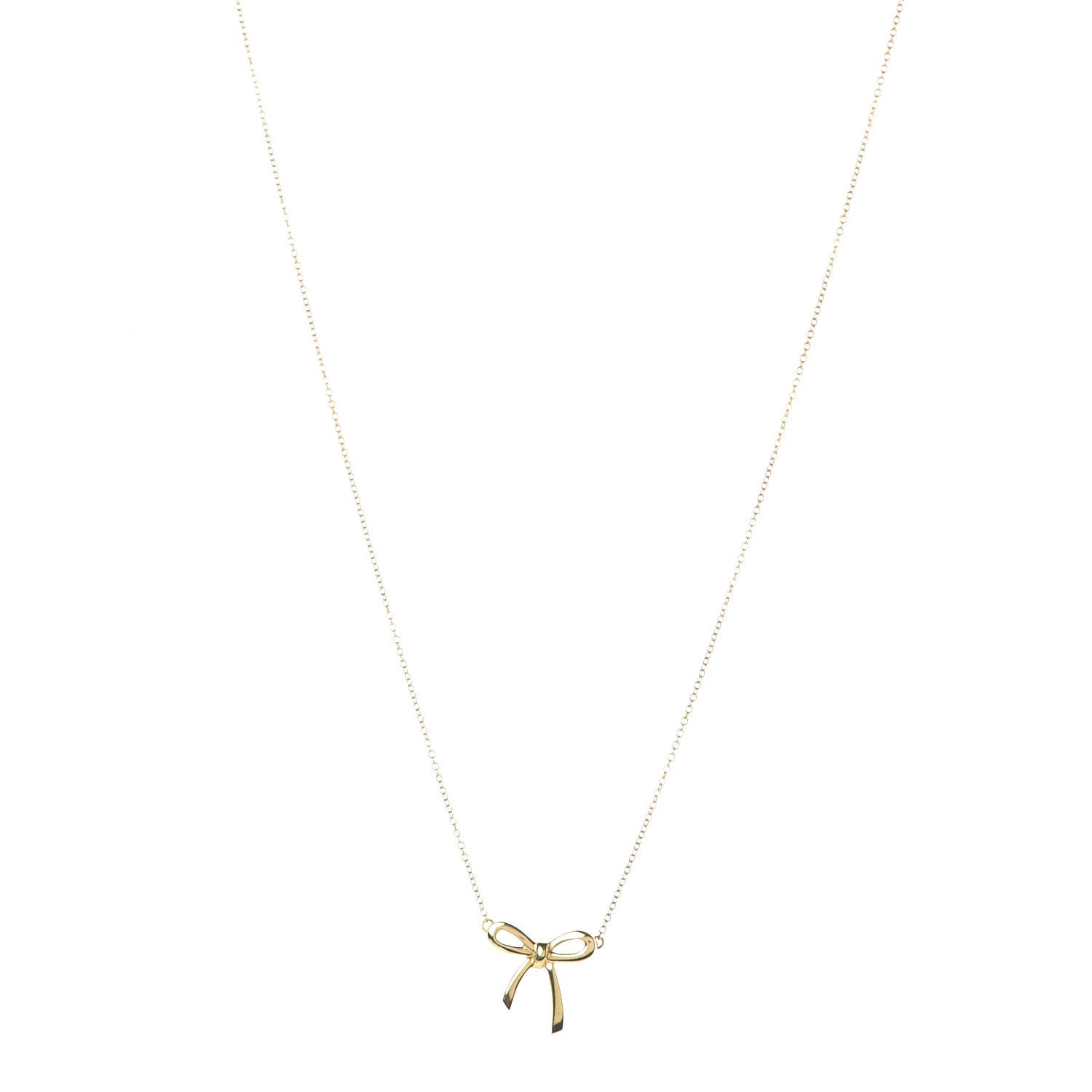 Tiffany 18K Yellow Gold Mini Bow Pendant Necklace 1 of 7