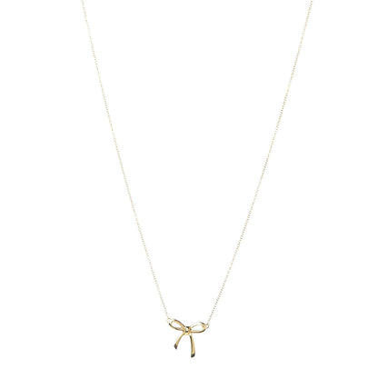 Tiffany 18K Yellow Gold Mini Bow Pendant Necklace 1 of 7