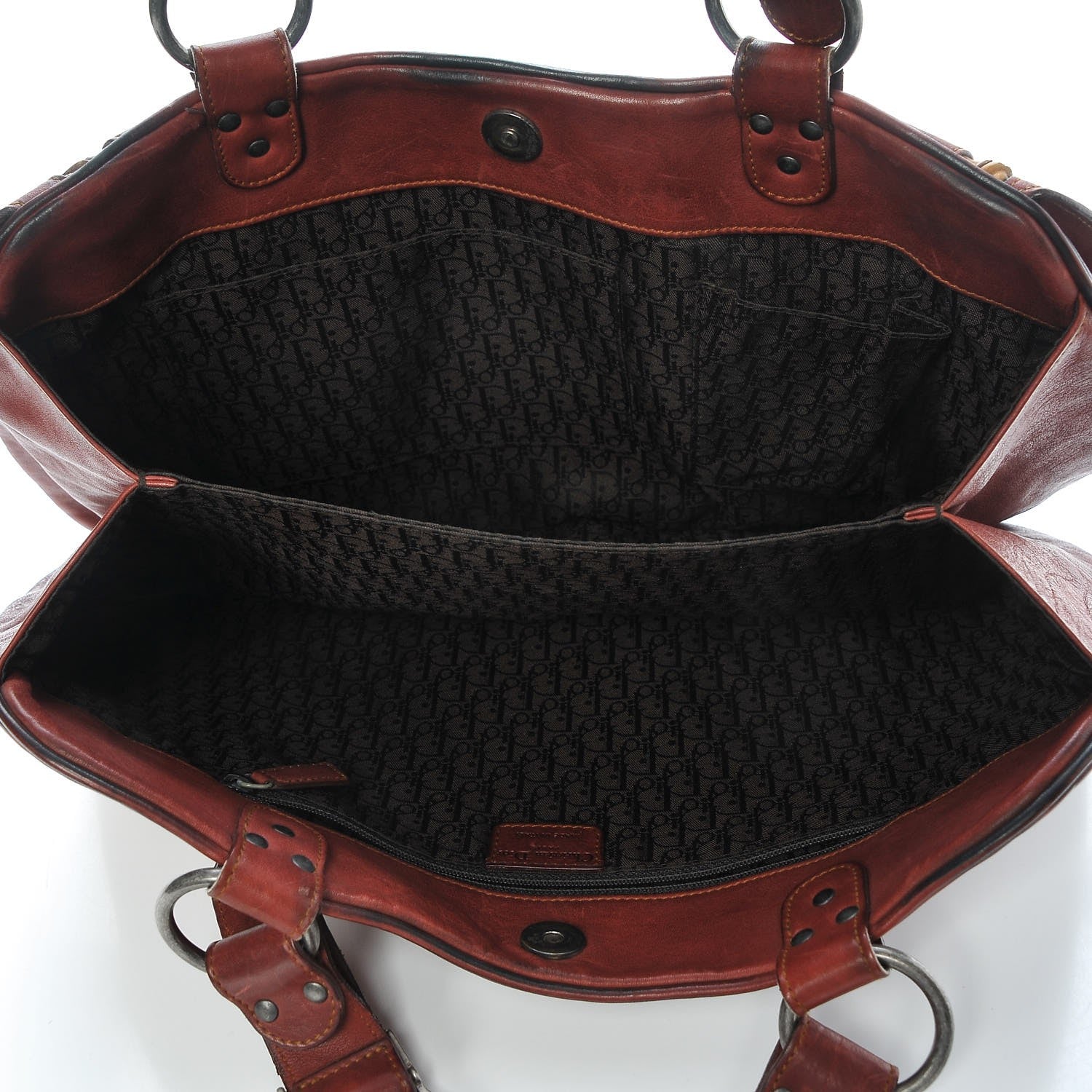 Christian Dior Calfskin Medium Gaucho Double Saddle Bag Red 12 of 28