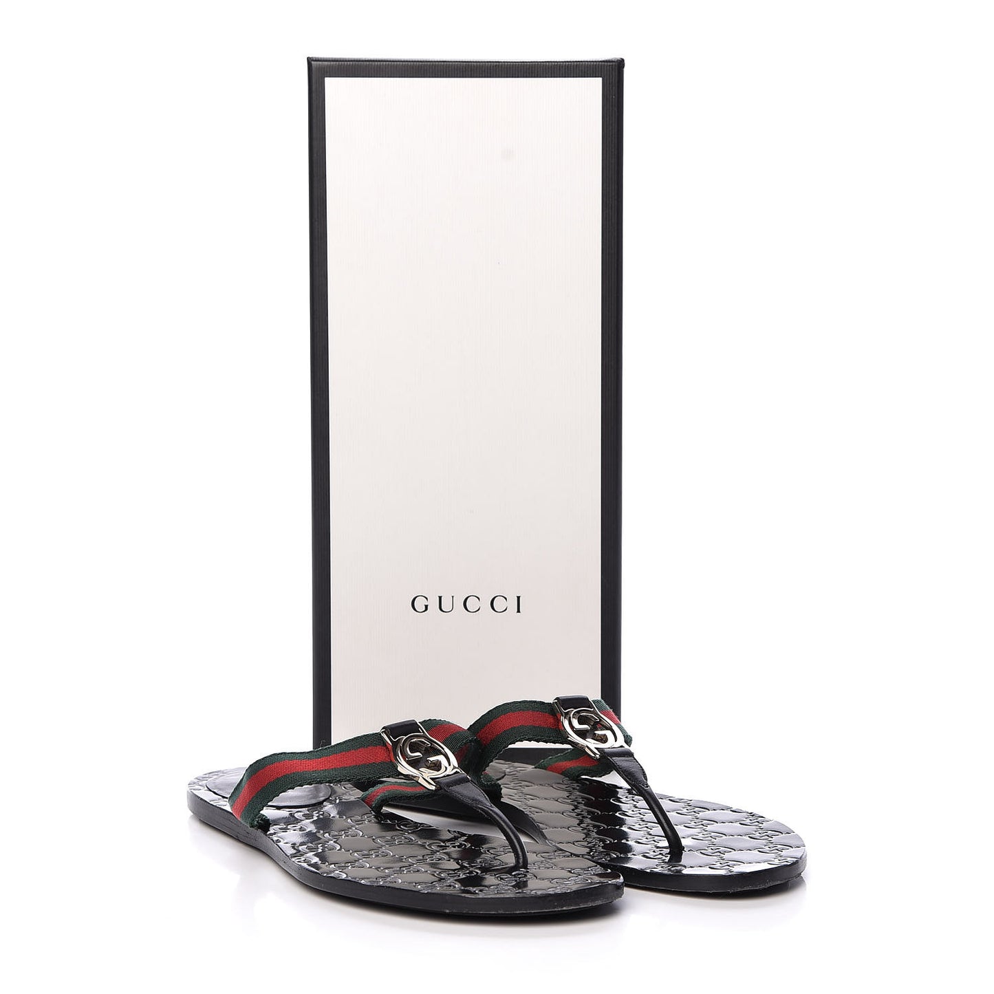 Nylon Guccissima Web Womens Thong Sandals 39 Green Red Black