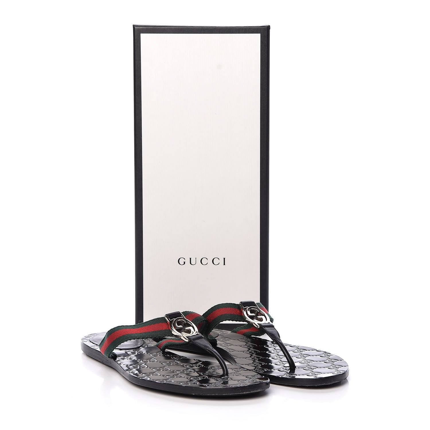 Gucci Nylon Guccissima Web Womens Thong Sandals 39 Green Red Black 8 of 8