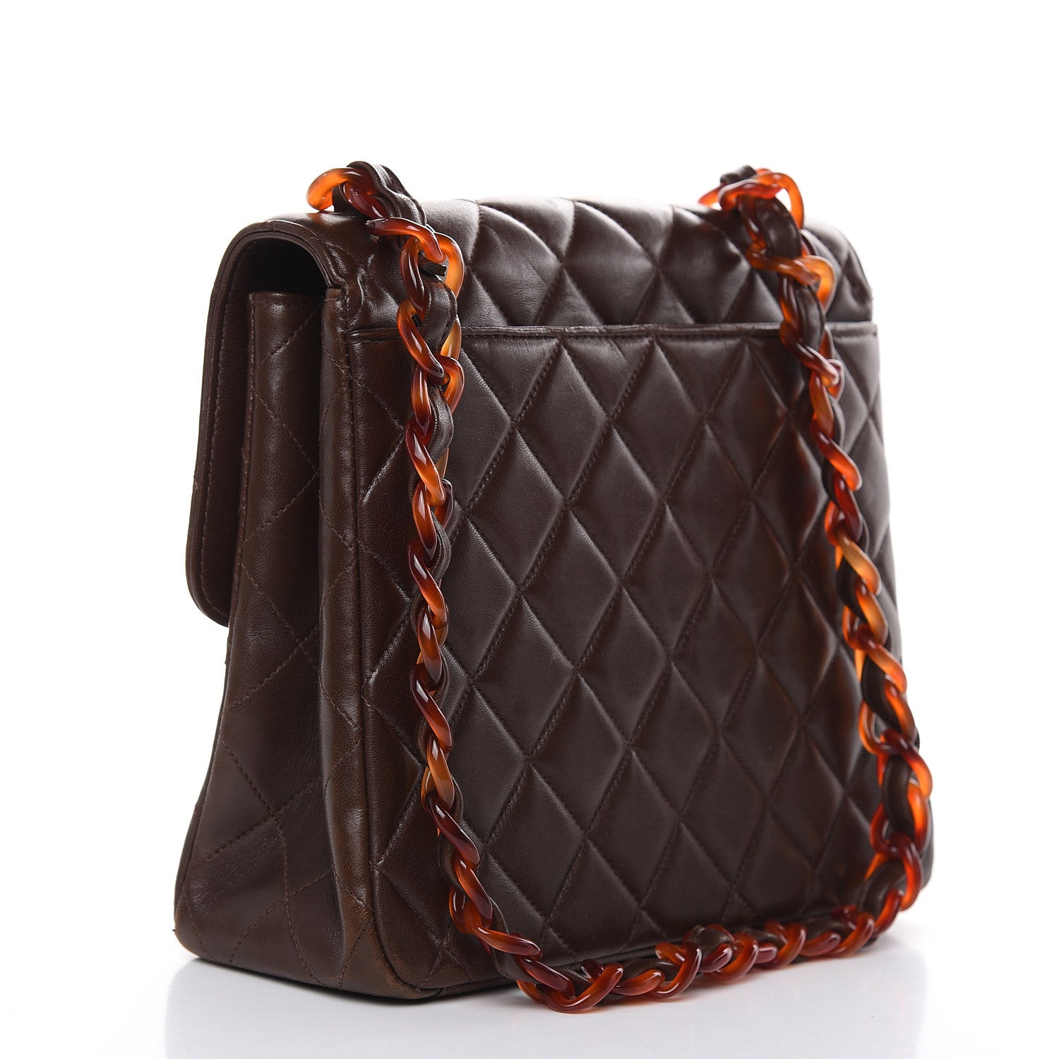 Chanel Lambskin Tortoise Square Chain Flap Brown 3 of 21