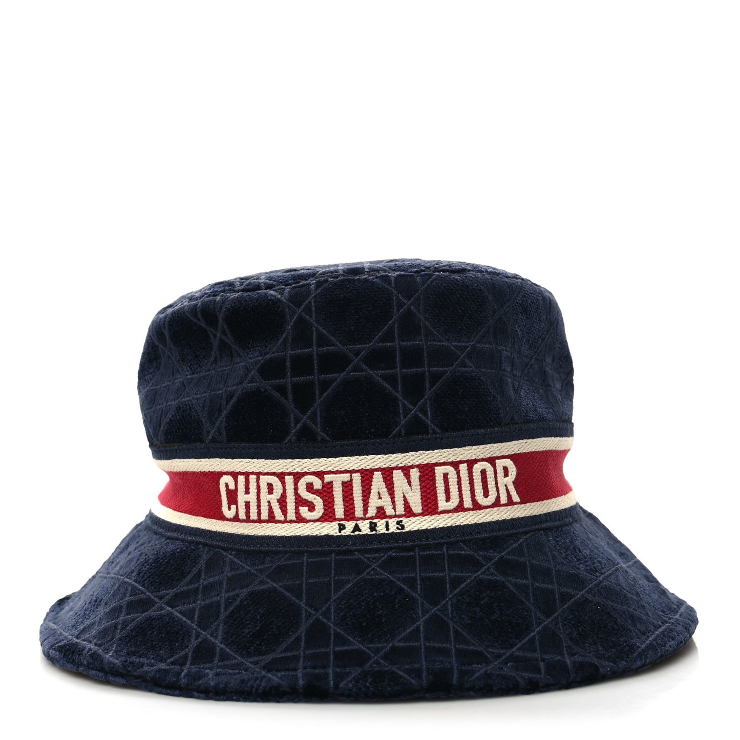 Velvet Cannage Bob Bucket Hat Bleu Red