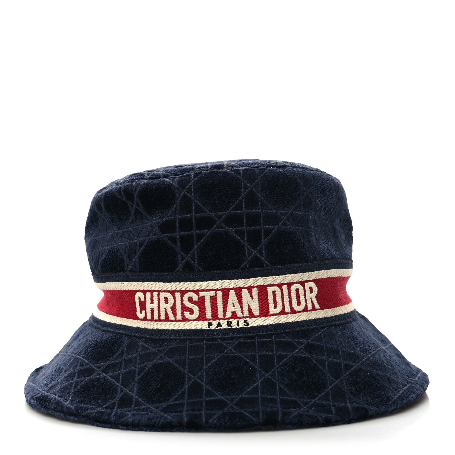 Christian Dior Velvet Cannage Bob Bucket Hat Bleu Red 1 of 8