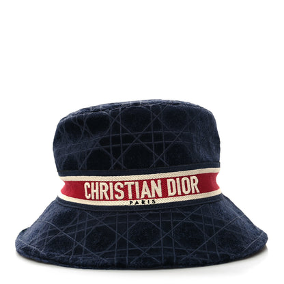 Christian Dior Velvet Cannage Bob Bucket Hat Bleu Red 1 of 8