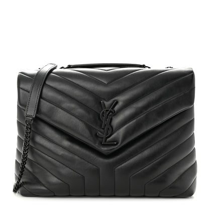 Saint Laurent Calfskin Y Quilted Monogram Monochrome Medium Loulou Chain Satchel Black 1 of 11