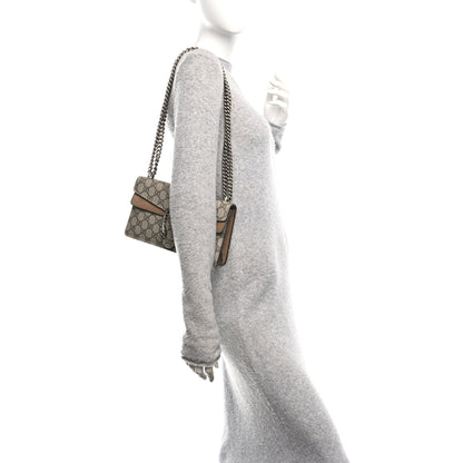 Gucci GG Supreme Monogram Suede Crystal Small Dionysus Shoulder Bag Beige Ebony Taupe 2 of 10