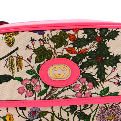 Gucci Canvas Flora Floral Shoulder Bag White Fuchsia Fluo 8 of 10