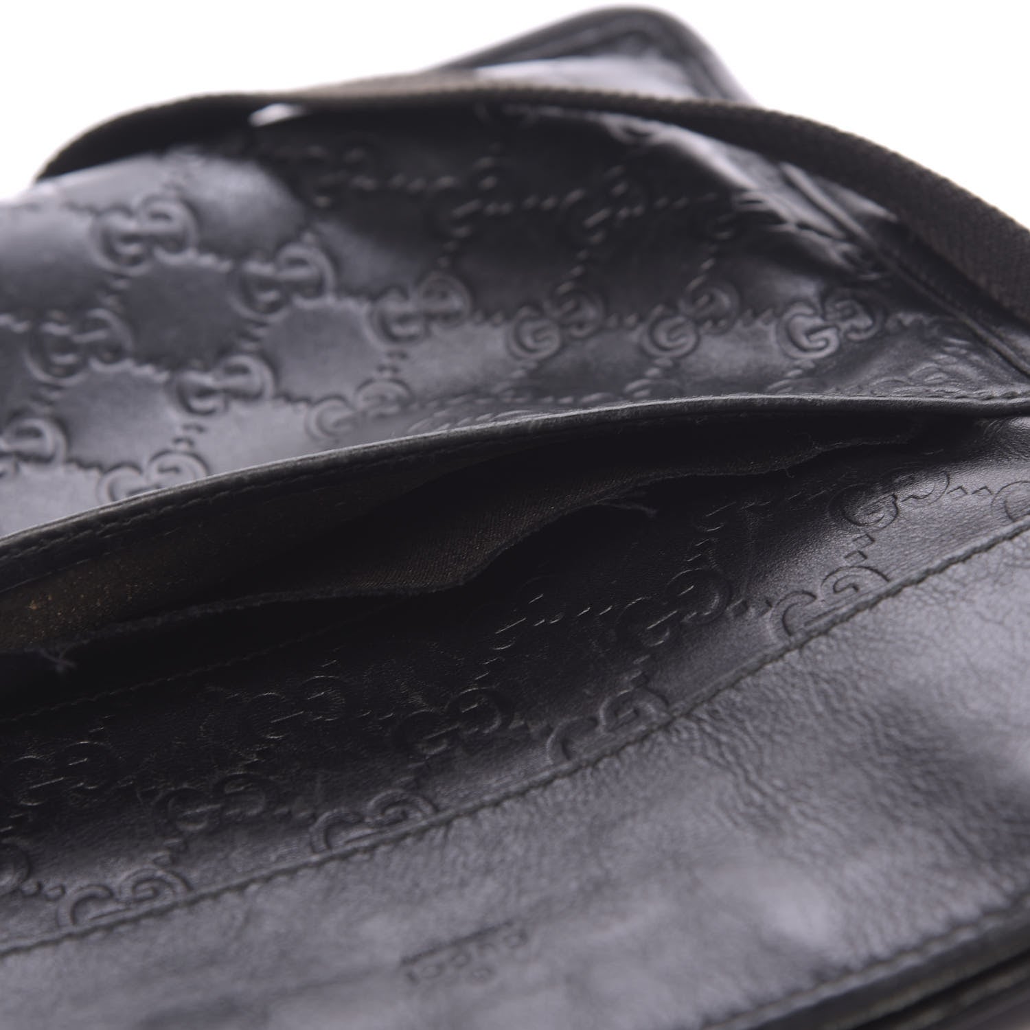 Gucci Guccissima Medium Flat Messenger Bag Black 14 of 14