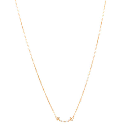 Tiffany 18K Yellow Gold Diamond Mini T Smile Pendant Necklace 1 of 6