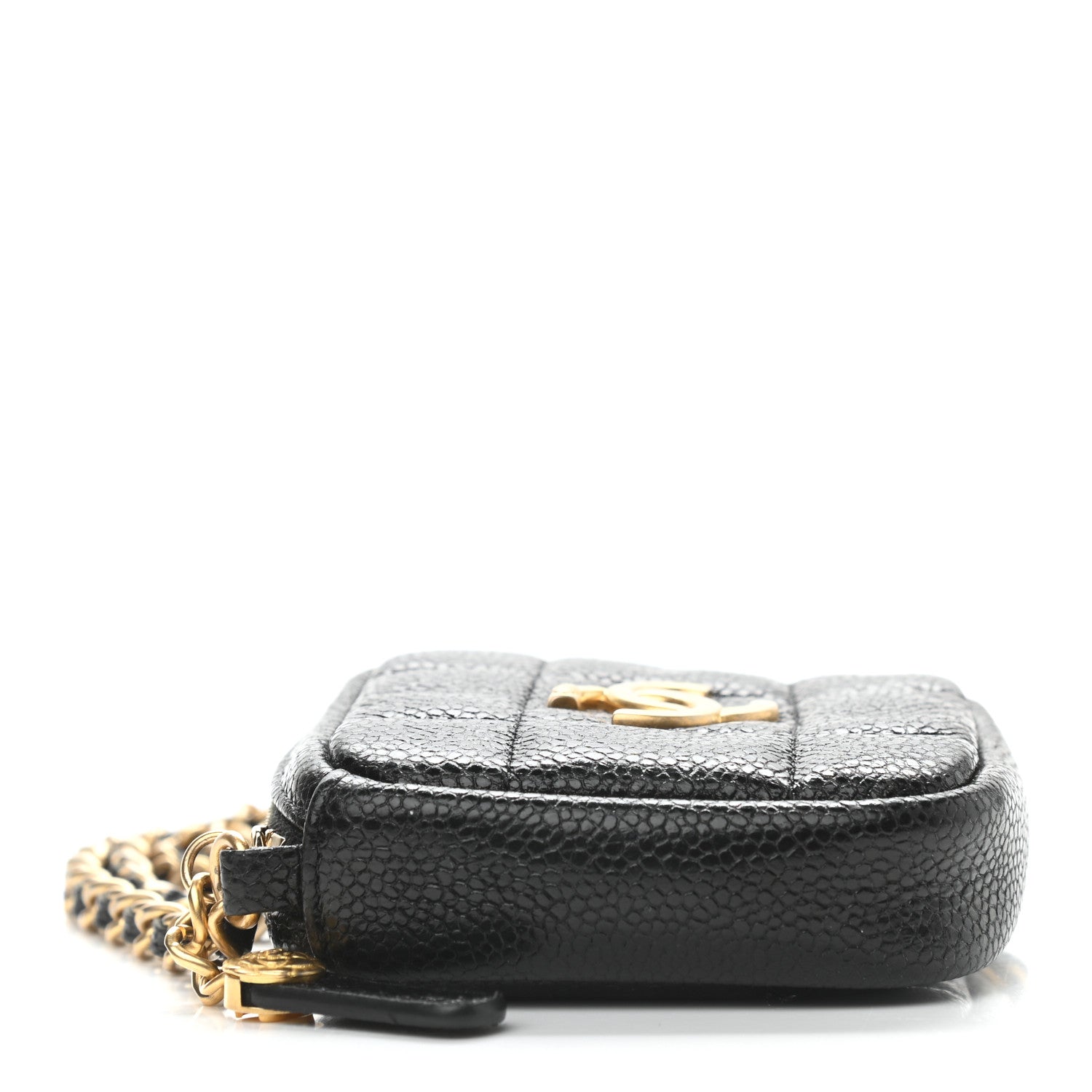 Chanel Caviar Quilted Diamond Coin Purse With Chain Black 3 of 8