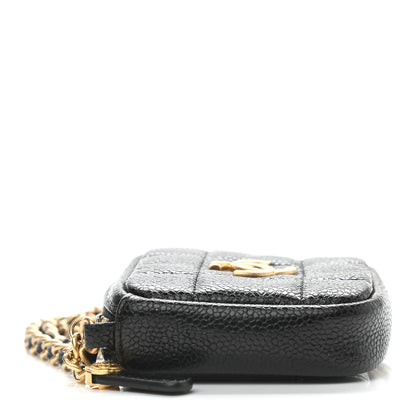 Chanel Caviar Quilted Diamond Coin Purse With Chain Black 3 of 8