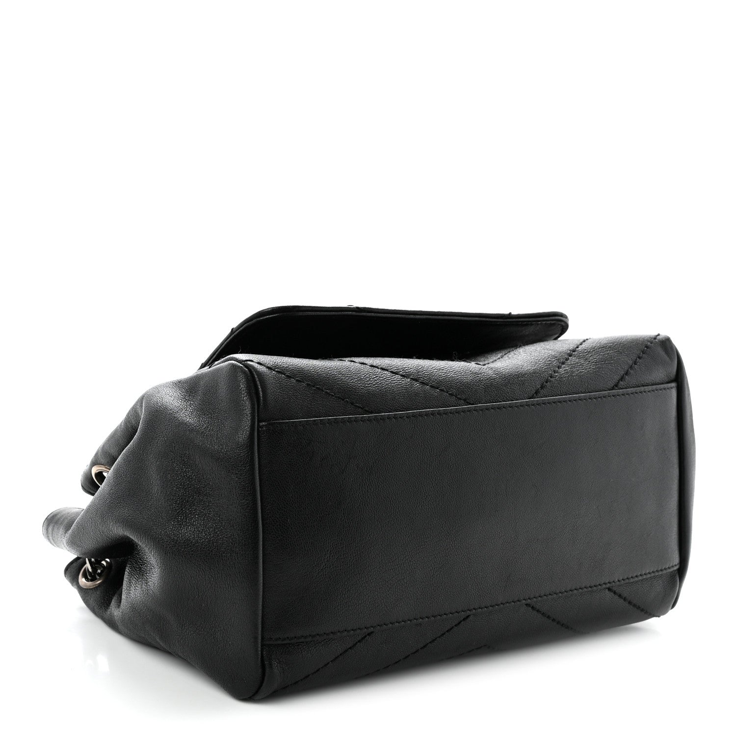 Saint Laurent Pebbled Lambskin Chevron Monogram Small Nolita Black 4 of 10