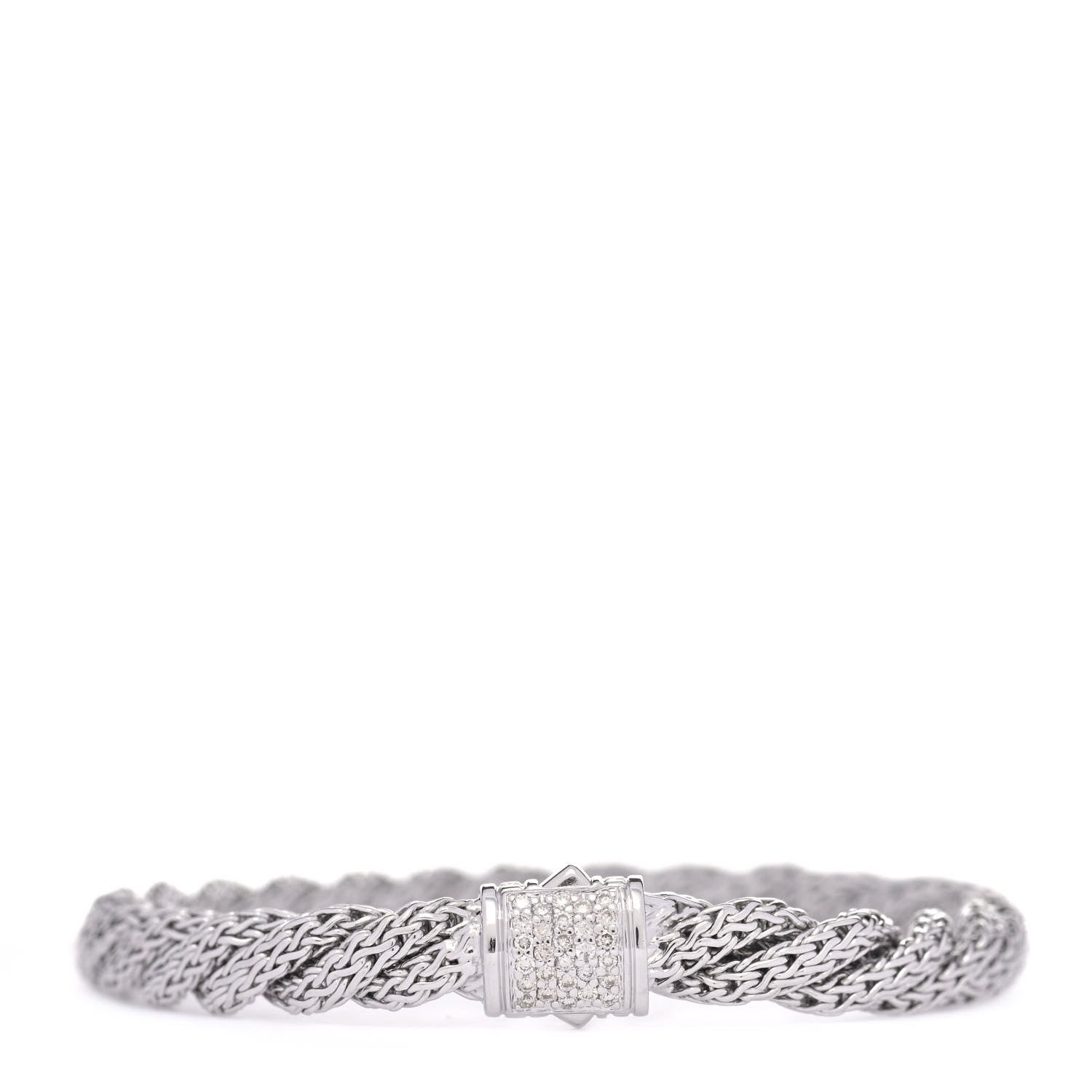 John Hardy Sterling Silver Diamond 5.5mm Twisted Chain Bracelet 1 of 4