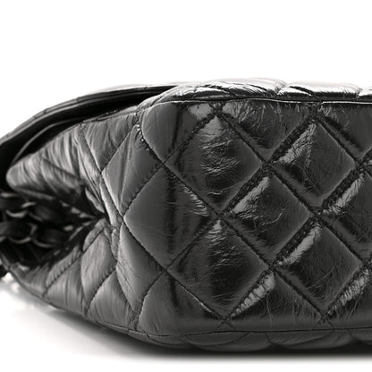 Chanel Shiny Crumpled Calfskin Quilted Jumbo Double Flap So Black 9 of 14
