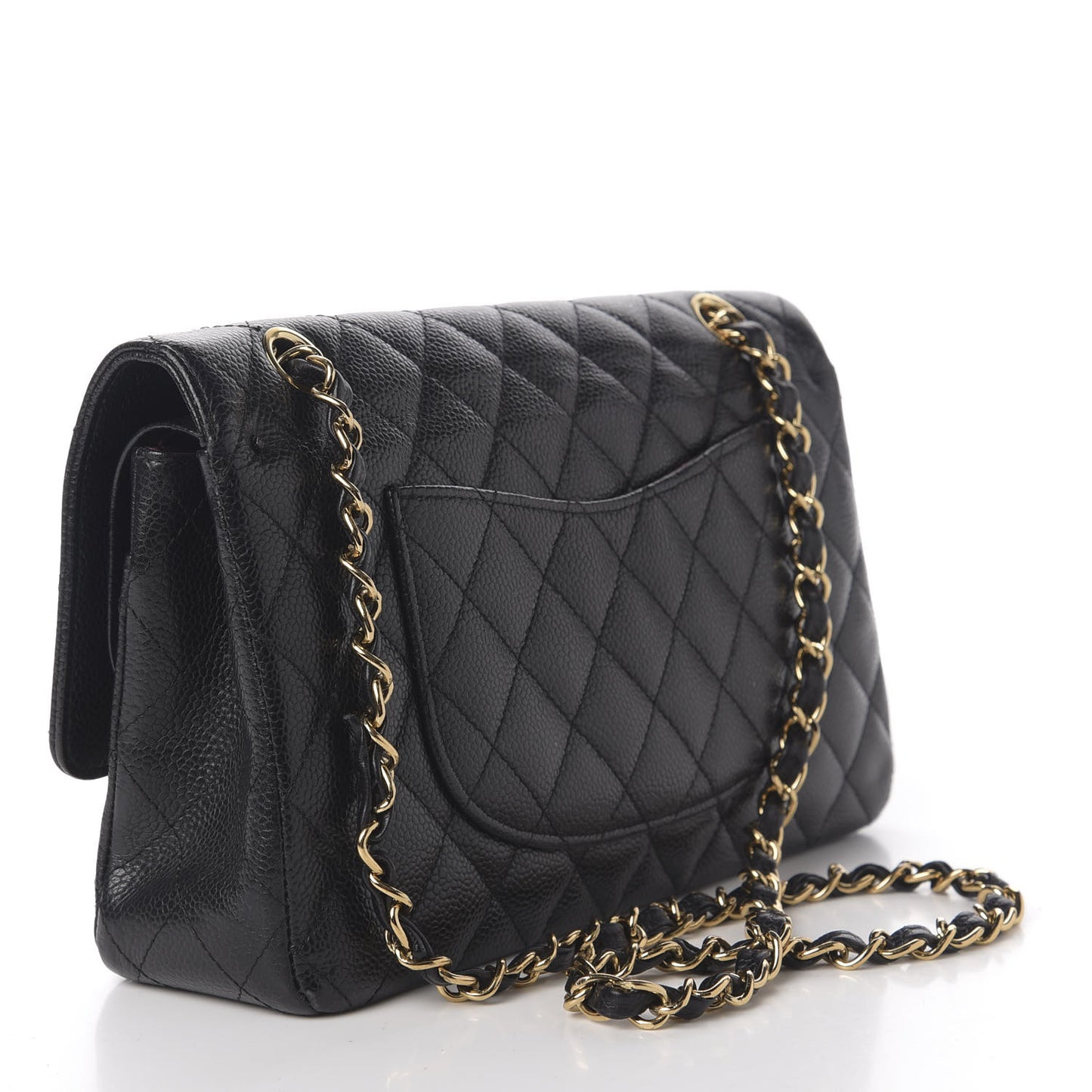 Caviar Quilted Medium Double Flap Black