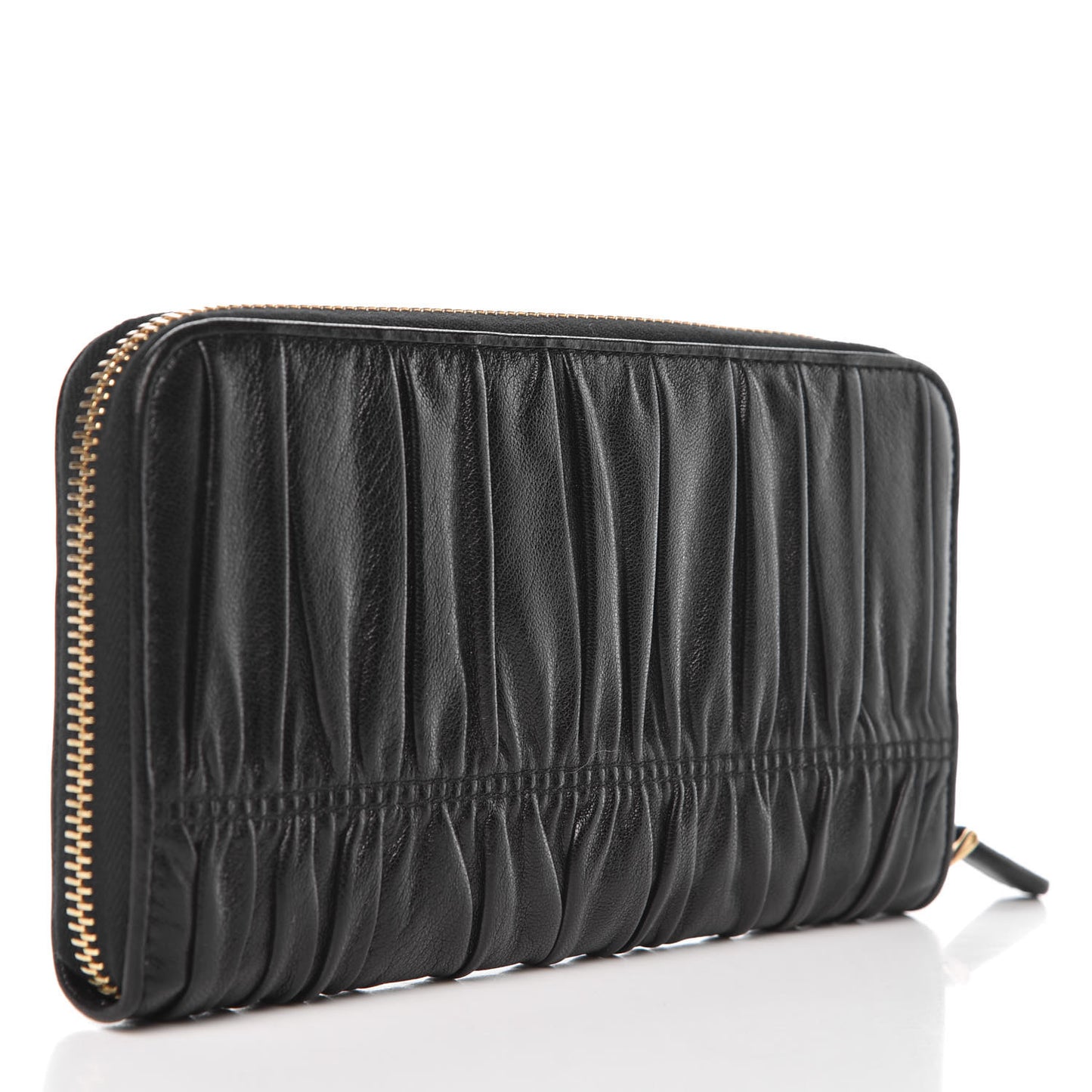 Nappa Gaufre Zip Around Wallet Black