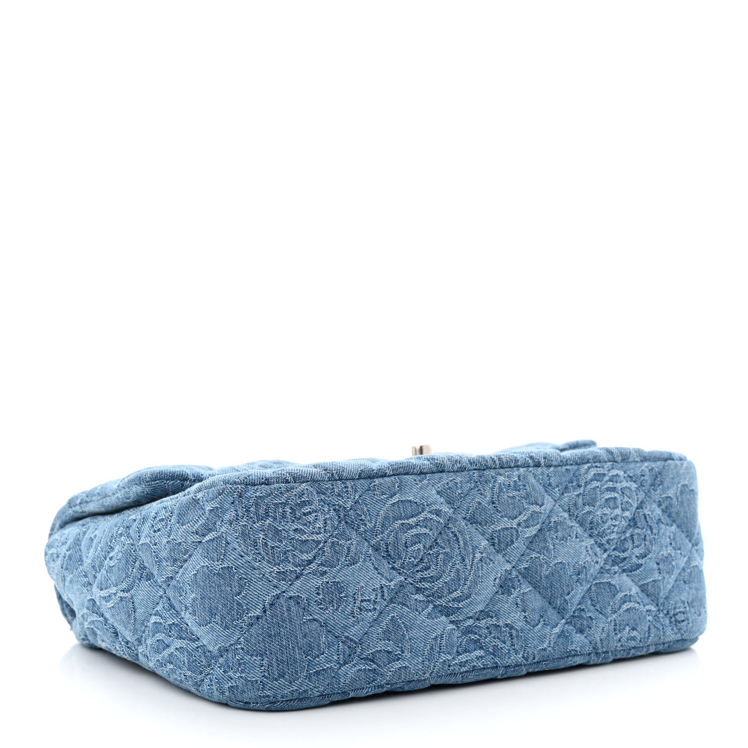 Chanel Denim Quilted Medium Camellia Sweetheart Flap Blue 4 of 10