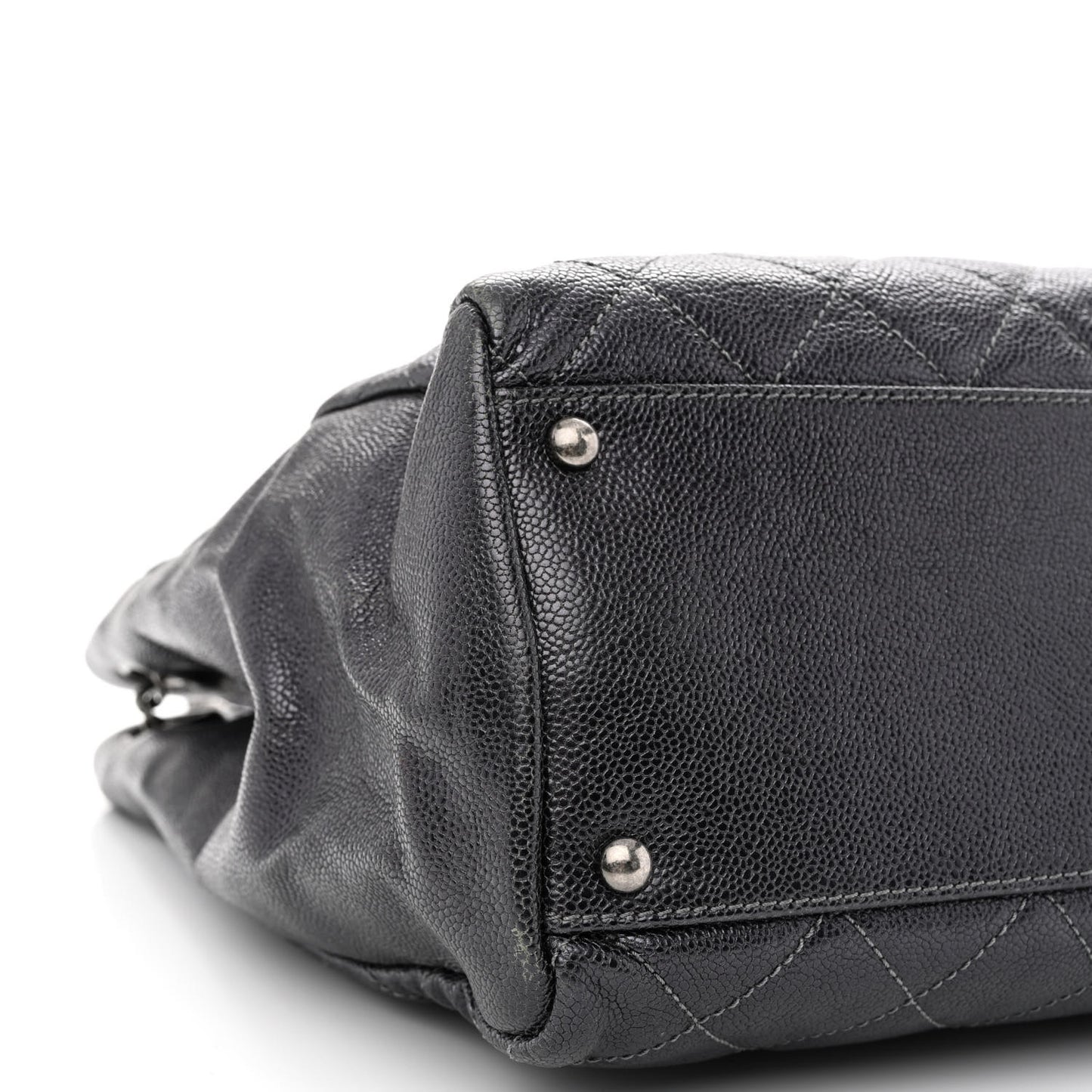 Iridescent Caviar Quilted Tall Chic Shopping Tote Argent