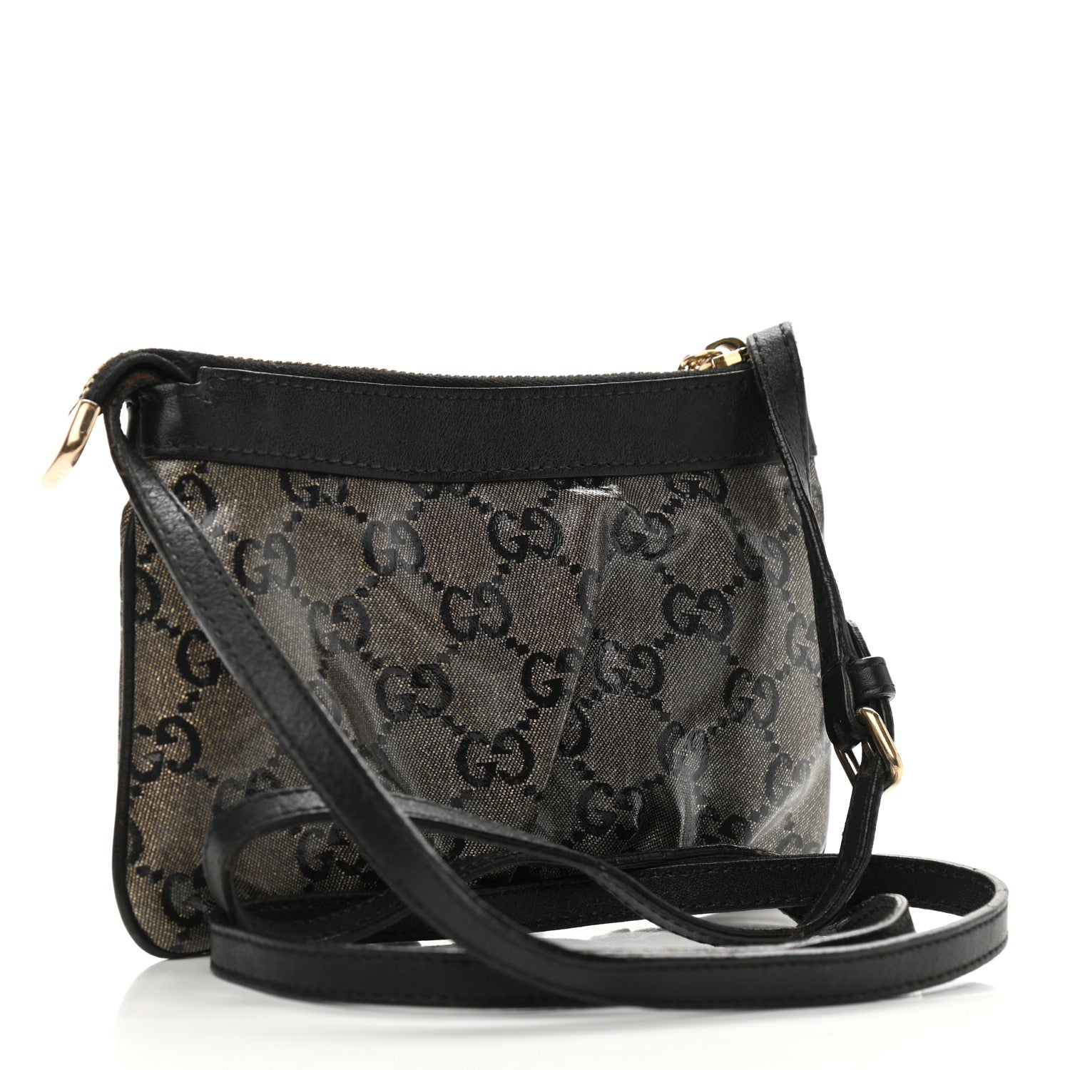Gucci Crystal Monogram Small Flat Messenger Crossbody Black 3 of 11