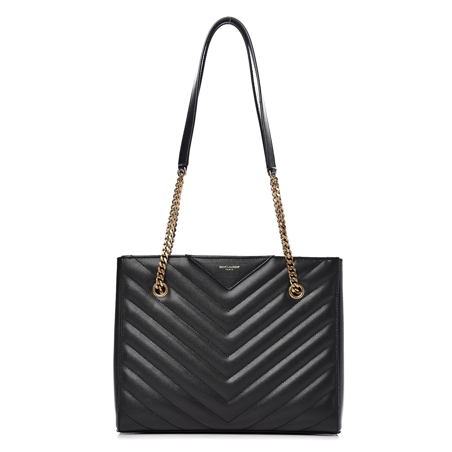 Saint Laurent Grain De Poudre Matelasse Chevron Small Tribeca Shopping Bag Black 1 of 12