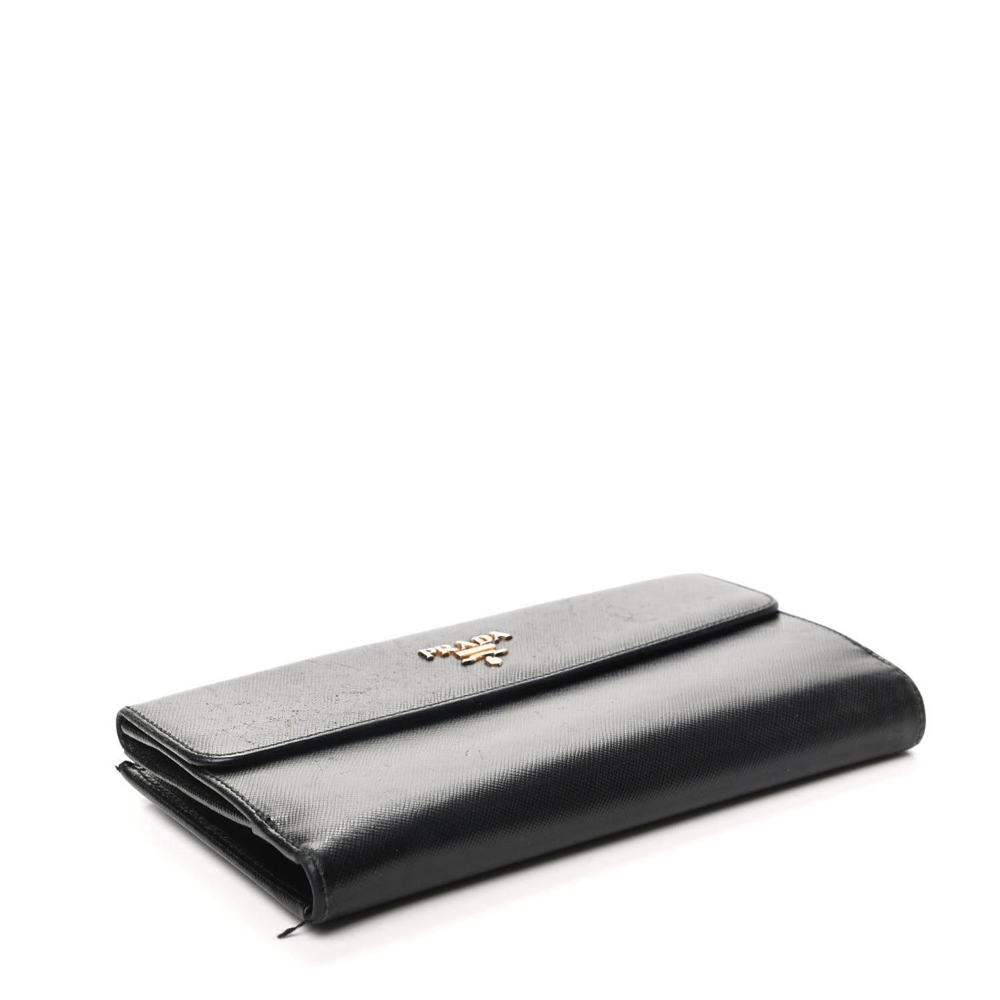 Saffiano Metal Continental Flap Wallet Black