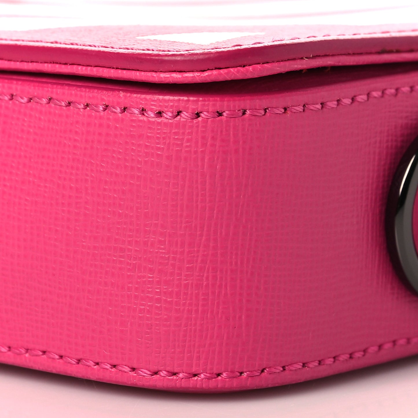 Saffiano Striped Mini Diag Binder Clip Bag Pink White