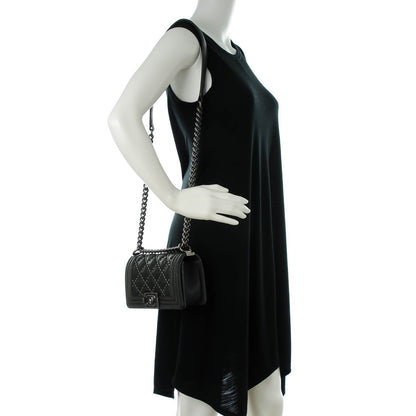 Chanel Crumpled Lambskin Small Studded Boy Flap Dark Gray 2 of 7