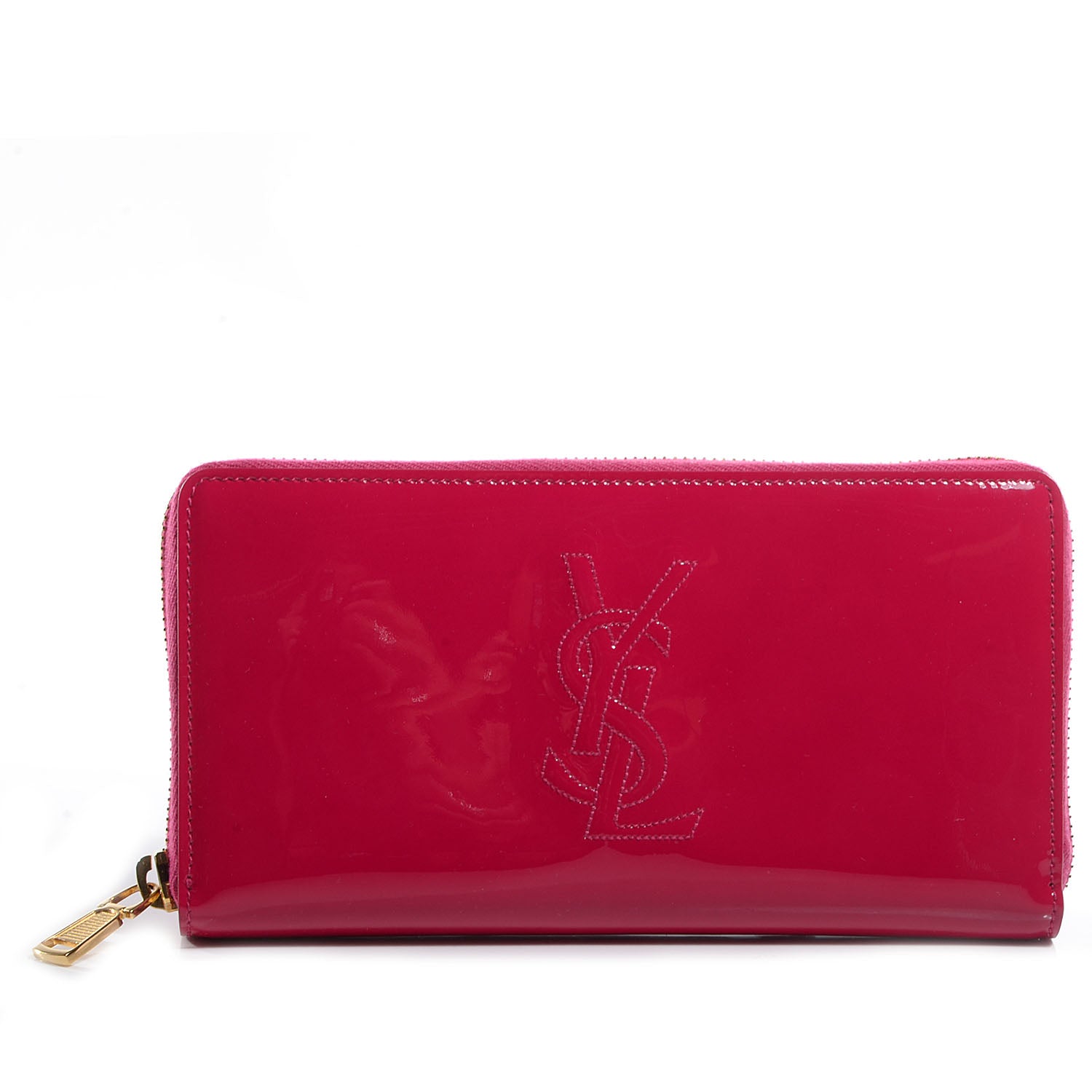 Saint Laurent Patent Leather Belle De Jour Zippy Wallet Fuchsia 1 of 9