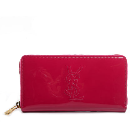 Saint Laurent Patent Leather Belle De Jour Zippy Wallet Fuchsia 1 of 9