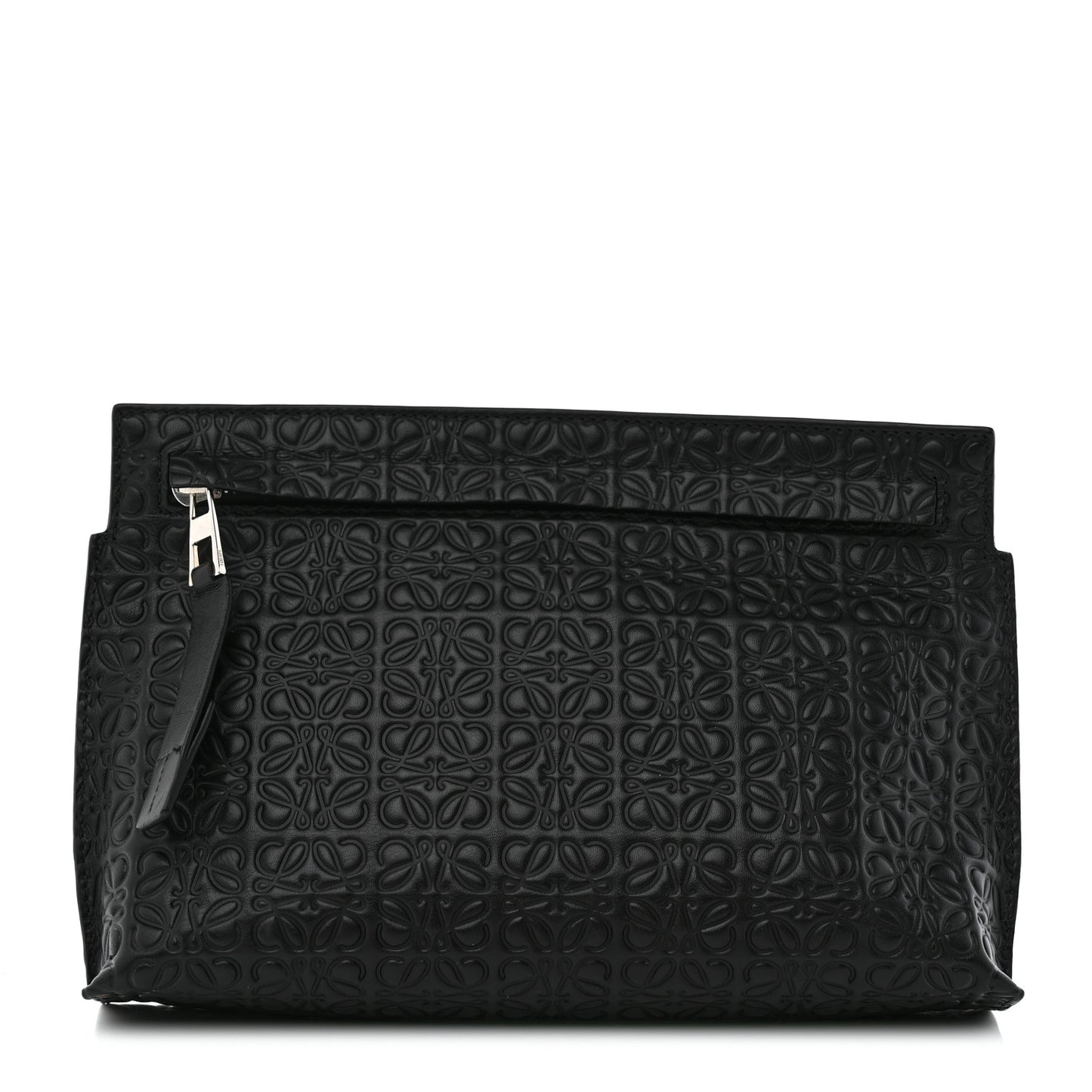 Calfskin Embossed Medium Repeat T Pouch Black