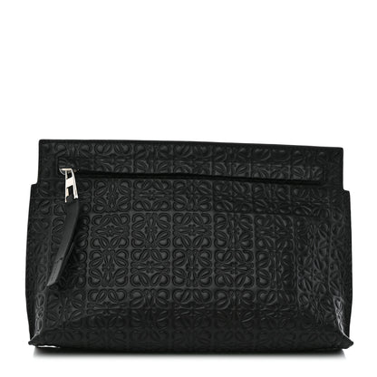 Loewe Calfskin Embossed Medium Repeat T Pouch Black 1 of 6