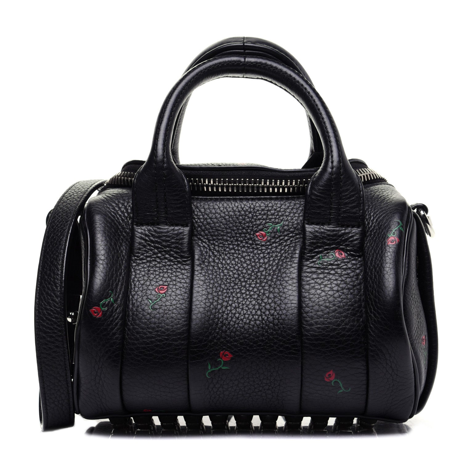 Alexander Wang Pebbled Lambskin Rose Printed Mini Rockie Black Silver Hardware 1 of 12