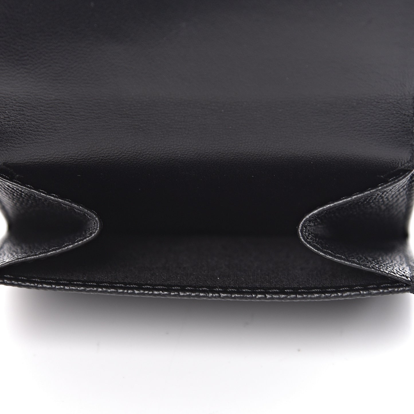 Signature Grained Calfskin Logo Mini Ville Wallet Black