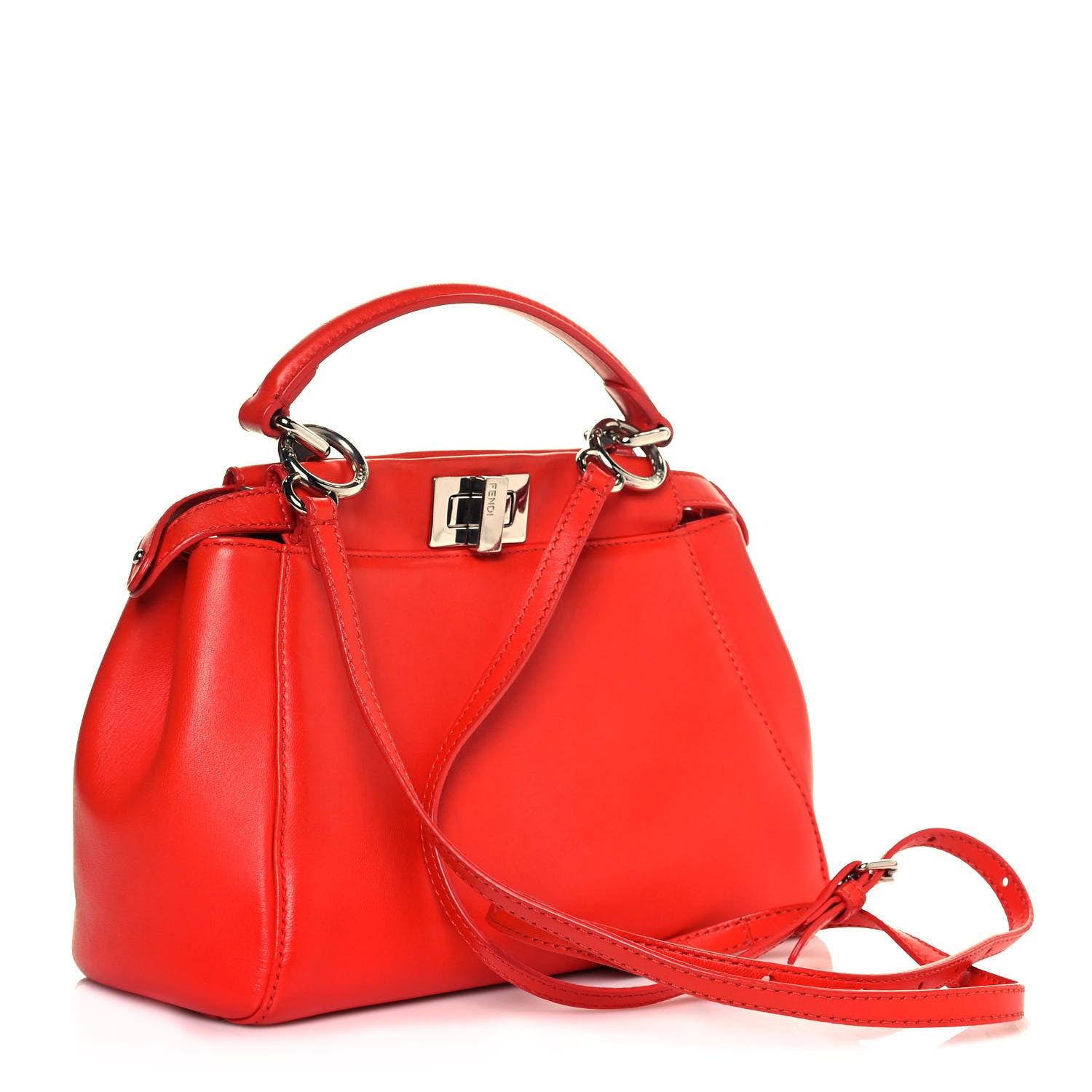 Fendi Nappa Mini Peekaboo Iconic Satchel Papavero 2 of 12