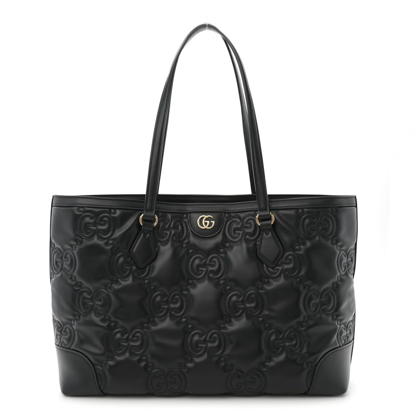 Calfskin GG Matelasse Medium Ophidia Shopping Tote Black