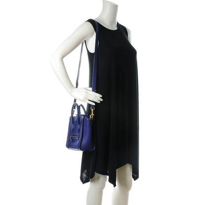 Celine Drummed Calfskin Nano Luggage Indigo 2 of 6