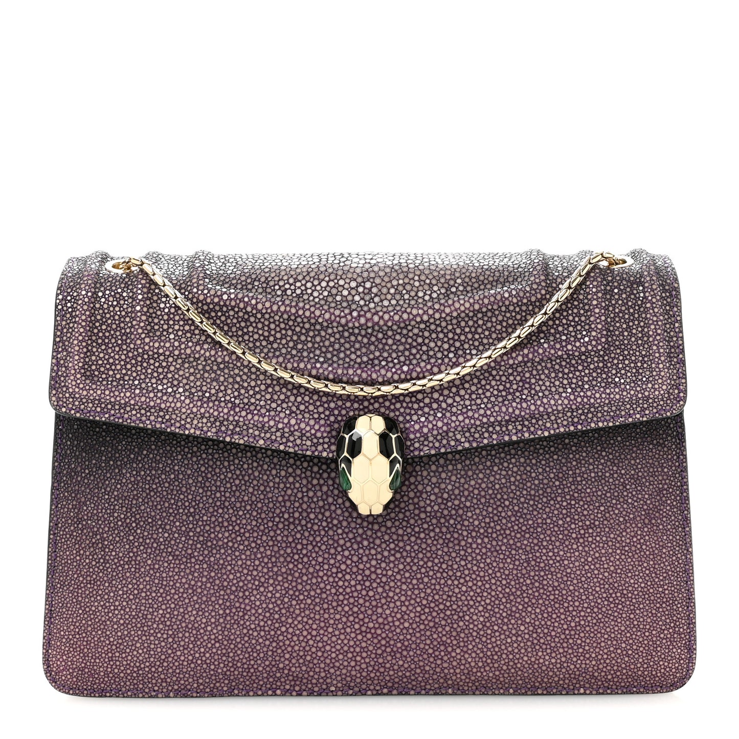 Calfskin Galuchat Serpenti Forever Shoulder Bag Purple