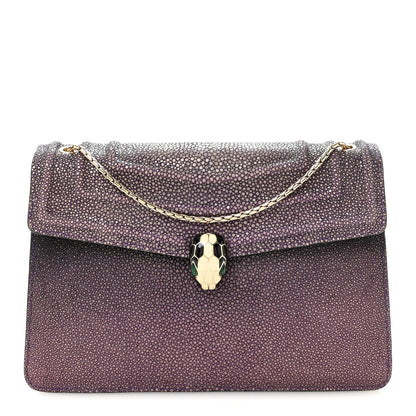 Bulgari Calfskin Galuchat Serpenti Forever Shoulder Bag Purple 1 of 14