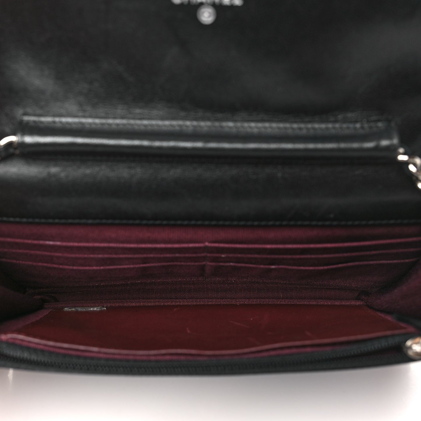 Lambskin Quilted Wallet On Chain WOC Black