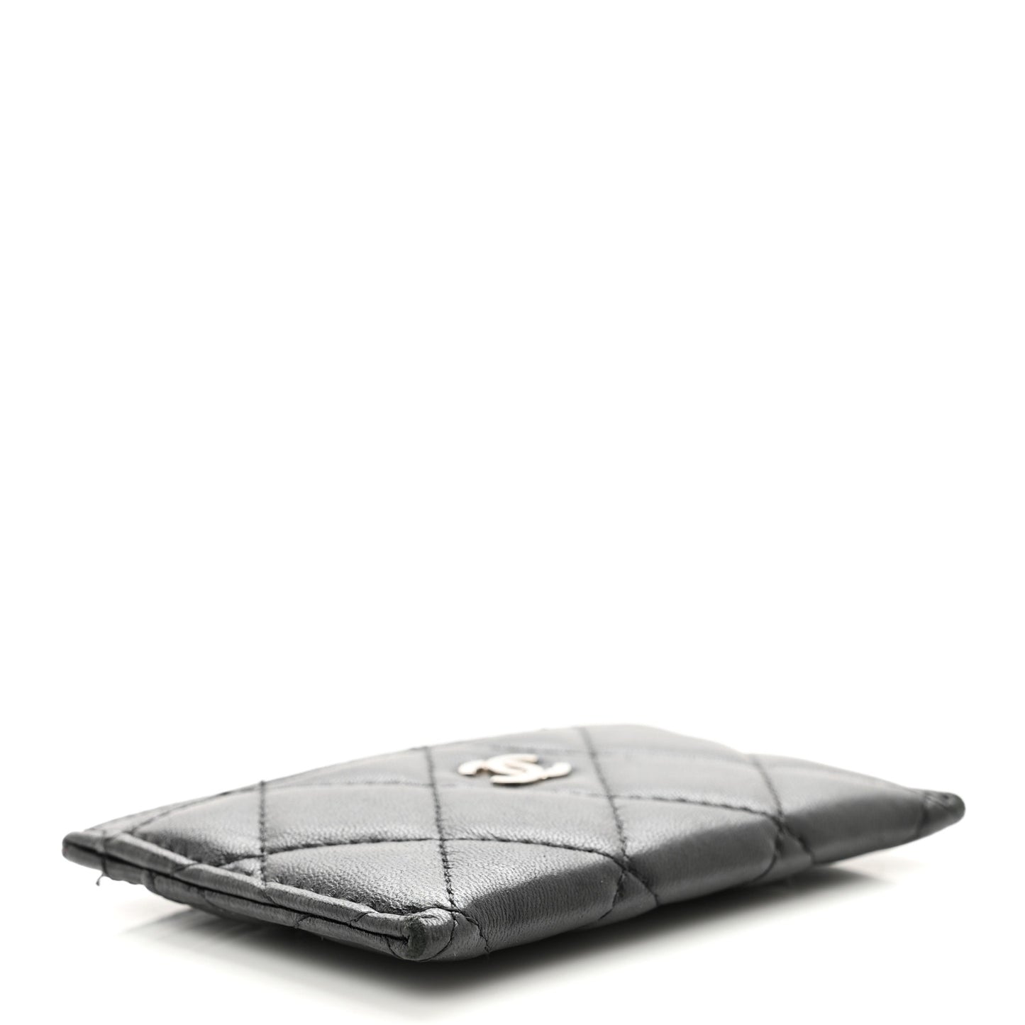 Lambskin Quilted Card Holder Black