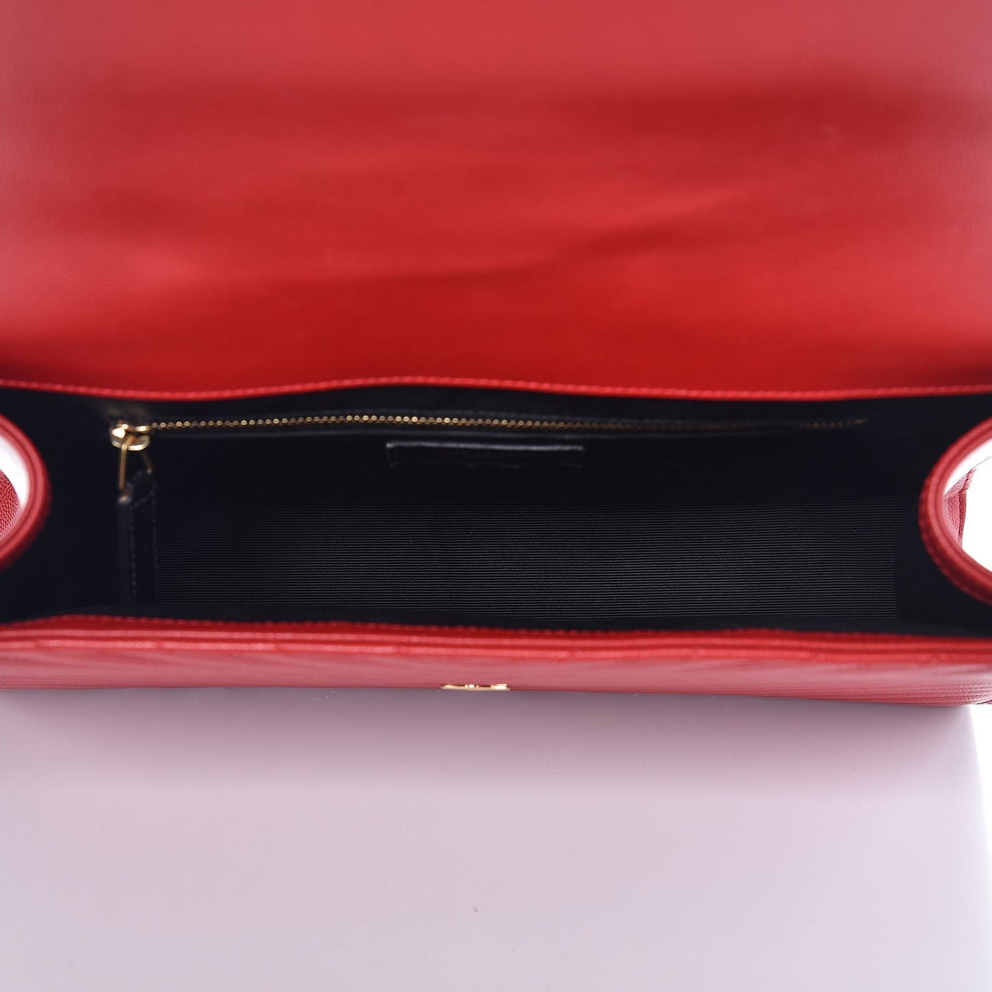 Grain De Poudre Matelasse Chevron Large Monogram Satchel Lipstick Red