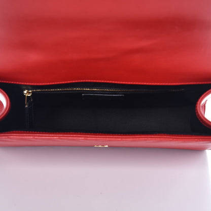 Saint Laurent Grain De Poudre Matelasse Chevron Large Monogram Satchel Lipstick Red 5 of 12