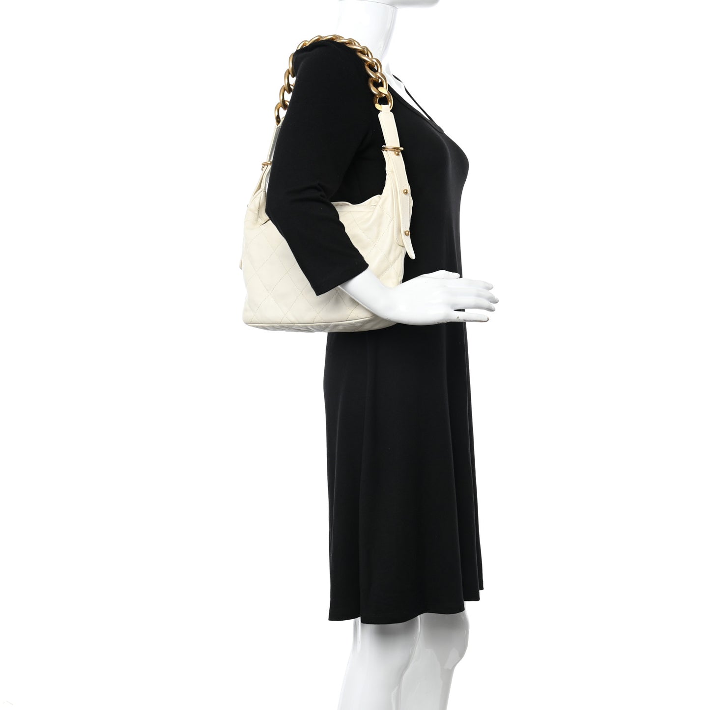 Calfskin Quilted Daily Hobo White