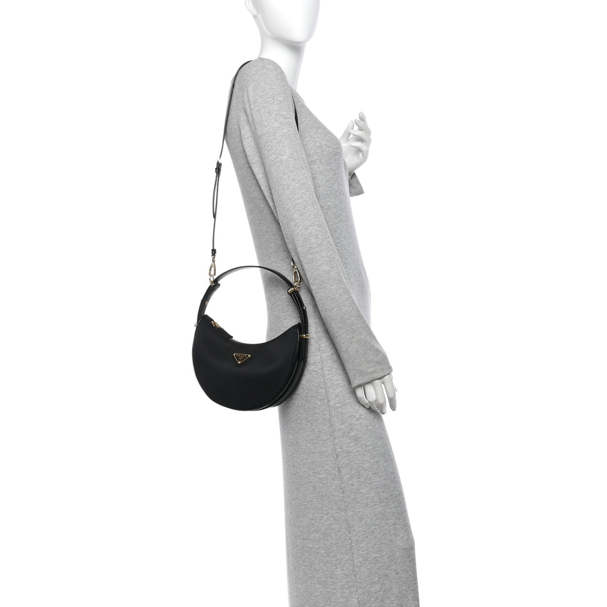 Prada Re-Nylon Spazzolato Arque Shoulder Bag Black 2 of 13