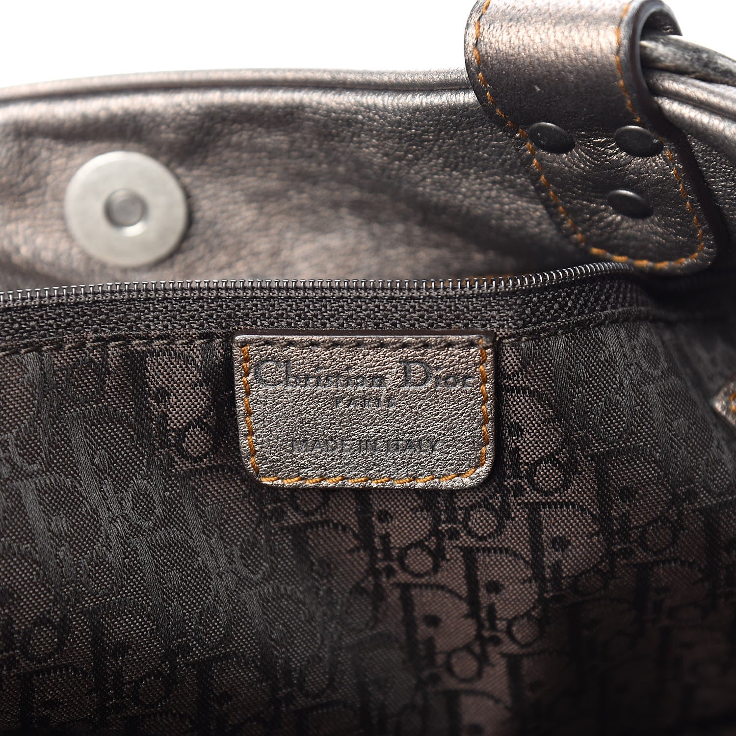 Christian Dior Metallic Calfskin Medium Gaucho Double Saddle Bronze 6 of 11